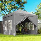 Outsunny 10' ft W x 10 ft L Outdoor Pop Up Party Tent with Carrying Bag - Light Grey-Roof section with light grey undercoating for UV rays and heat reduction