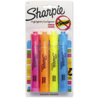 Sharpie Accent Chisel Tip Tank-Style Highlighters - Assorted Colours - 4 Pack-SMEAR GUARD ink specially formulated to resist smearing
