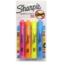 Sharpie Accent Chisel Tip Tank-Style Highlighters - Assorted Colours - 4 Pack-SMEAR GUARD ink specially formulated to resist smearing