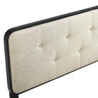 Modway Collins Tufted Fabric and Wood Full Headboard - Black Beige-Dense Foam Padding