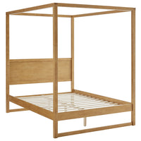 Modway Alva Queen Wood Canopy Platform Bed - Oak-4-Post Canopy Bed
