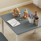 Qaba Kids Table & Chairs Set, Toddler Table & 2 Chair Set for Activity, Art, Craft, Reading for 3-8 Years - Grey-Chairs tuck neatly under the table, offering a smart space-saving solution
