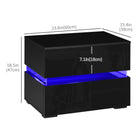 HOMCOM LED Nightstand with 2 Drawers - Black-Work well as a bedside table, sofa side table or small organizer for small rooms