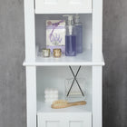 Kleankin Tall Bathroom Storage Cabinet with Shelves - White-Colour: White
