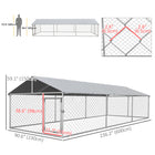 PawHut Outdoor Dog Kennel with Waterproof Cover - 19.7' x 7.5' x 4.9' - Silver-Heavy-duty galvanized steel 