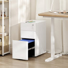Vinsetto 3-Drawer Steel Letter/A4 Filing Cabinet Lockable - White-Top surface supports a printer to be a printer table
