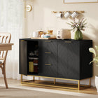 HOMCOM 47.2" L Sideboard Buffet Cabinet with Storage - Black-Three drawers and two cabinets store utensils and daily supplies