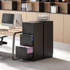 HOMCOM 3-Drawer Letter/A4 Filing Cabinet with Lock - Black-Serves as a versatile printer stand
