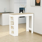 HOMCOM Bar Table with 4 Storage Shelves - Natural Wood-Ideal for creating a cosy drink or as an impromptu workspace, also works as a side table for displaying mementos