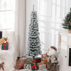HOMCOM 5' Snow-Flocked Pencil Artifical Christmas Tree - Green-Realistic plastic branches provide a complete and lush look 
