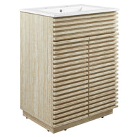 Modway Render 24" Faux Travertine Bathroom Vanity With Sink - White-Bathroom Vanity and Sink Combo