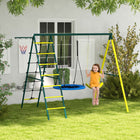 Outsunny 4 in 1 Swing Set for Backyard Outdoor - Yellow-Can fit up to four children at once 