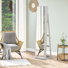 HOMCOM Mirror Jewelry Cabinet - 15" L x 15" W x 61.75" H - White-Bright LED lights inside for optimal lighting during makeup application 