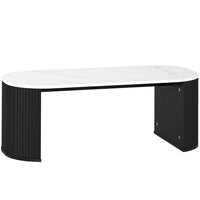 HOMCOM Coffee Table with Marble-Effect Top - Black-Modern coffee table with marble-effect tabletop enhances any living room decor