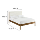Modway Olea Channel Tufted Boucle Solid Wood Queen Platform Bed - Feather Walnut-Weight Capacity: 500 lb