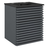 Modway Render 18" Wall-Mount Bathroom Vanity - Grey/Black-Mid-Century Modern Vanity