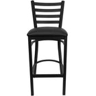 Flash Furniture HERCULES Series Black Ladder Back Metal Restaurant Barstool - Black Vinyl Seat-CA117 Fire Retardant Foam