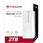Transcend Storejet 25C3S Portable USB-C External Hard Drive - 2 TB - Silver-Lightning-fast transfer speeds
