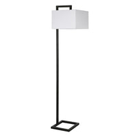 Hudson&Canal Greyson 68" Tall Floor Lamp with Fabric Shade - Blackened Bronze/White-Traditional design for your living room, office space, bedroom, or reading nook