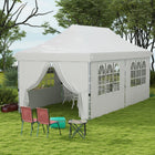 Outsunny 20 ft W x 10 ft L Adjustable Pop Up Canopy Tent with Sidewall and Carry Bag - White-Simple setup, includes a convenient carry bag for transportation
