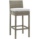 Modway Conduit Outdoor Patio Wicker Rattan Bar Stool - Light Gray White - Set of 4-Synthetic PE Rattan Weave
