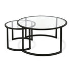 Hudson&Canal Mitera Round Nested Coffee Table - Blackened Bronze-Larger table is 36" in diameter and 18.5" tall, smaller table is 22.75" in diameter and 16.5" tall