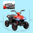 Qaba 12V Battery Powered Quad Kids ATV with Four Wheels Spring Suspension - Red-Dual drive system, suitable for various road types 