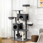 PawHut 66" Cat Tree with 2 Condos and Big Hammocks - Dark Grey-Its large base and anti-tip strap ensure superior stability for active cats 