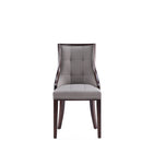 Manhattan Comfort Fifth Avenue 18.5" Traditional Faux Leather Upholstered Dining Chair - Grey - Set of 4-Standard 4-Leg Base