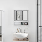 Kleankin Medicine Cabinet with Mirror - Grey-Solid MDF with painted surface for stability and easy cleaning
