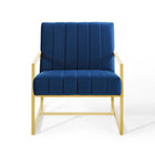 Modway Inspire Channel Tufted Performance Velvet Armchair - Navy-Chair Weight Capacity: 441 lb