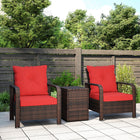 Outsunny 3-Pieces Wicker Patio Furniture Set - Red-Powder coated steel frame provide durable and lasting support    
