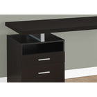 Monarch Specialties 7143 60" Computer Desk - Espresso/Silver Metal-Finished on all sides with a reversible configuration allows for left or right set-up to create a functional workspace for studying, writing, or working on your laptop