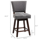 HOMCOM Swivel Bar Stools with Rubber Wood Legs and Footrests - Dark Grey - 2 Pack-Solid wood legs offer added stability
