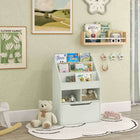 HOMCOM Kids Bookcase with Storage Drawer - Green-Wheels underneath the drawer for easy movement 
