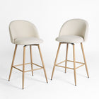 Homy Casa 26'' Counter Height Bar Stools with Beige Upholstered Fabric Seat- 2 Pack-Comfortable Seating: Ergonomically designed with a curved backrest and cushioned seat for maximum comfort.