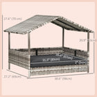 PawHut Wicker Dog House with Removable Cushion - Dark Grey-Constructed of steel with all-weather PE rattan with top roof, UV and water-resistant, suitable for all kinds of weather 