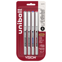 uni-ball Vision Rollerball Pens – 0.7mm – Assorted Colors – 4 Pack  -Rollerball Pens