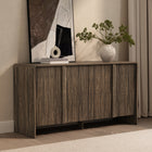 Manhattan Comfort Novara 60" Contemporary 4-Door Sideboard - Jacobean Walnut-Push-to-close door mechanism for a clean, handle-free design