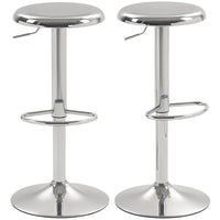 HOMCOM Adjustable Steel Breakfast Bar Stools - Silver - 2 Pack-Set of 2 bar stools with a striking silver finish for an elevated decor look
