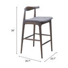 Zuo Tuzka Barstool - Grey/Espresso - Set of 2-3 year limited warranty