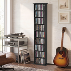 HOMCOM 9-Tier Slim DVD Media Storage Cabinet with Adjustable Shelves - Black-Adjustable shelves accommodate up to 147 DVDs or 189 Blu-rays 