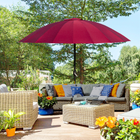 Outsunny Adjustable Garden Patio Umbrella - 8' - Wine Red-Metal pole for a tough structure, connected to the sun parasol with 18 fibreglass ribs