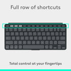 	 Logitech Keys-To-Go 2 Portable Wireless iPad Keyboard with Built-in Cover - Graphite-Logi Options+ App: Customize your entire F-row to accommodate any function you need, so that working on-the-go is easy and efficient (available on Windows and macOS only)