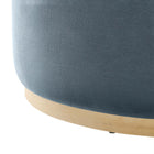 Modway Tilden Large 38" Round Performance Velvet Upholstered Ottoman - Cadet Blue/Natural-Arrives Fully Assembled