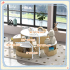 Qaba 5 Piece Kids Table & Chair Set with Storage for Kids Room- White-Storage under chair seats for convenient toy keeping
