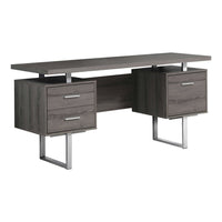 Monarch Specialties 7082 60" Computer Desk - Dark Taupe/Silver Metal-A stylish and contemporary 60"l computer desk with closed storage to create a functional workspace in your home office.