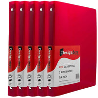 JAM Paper Plastic 3 Ring Binder, 0.75 inch, Red, 5 Pack (53016reg)-Red