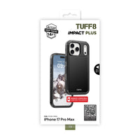 TUFF8 Impact+ Triple-layer Rugged Case for iPhone 17 Pro Max - Black-Military-grade protection: engineered to withstand drops from up to 14 feet, providing maximum phone protection