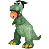 GEMMY Airblown Inflatable Halloween Head Turning T-Rex Dinosaur with JOL - 91" x 55"-Dinosaur turns head